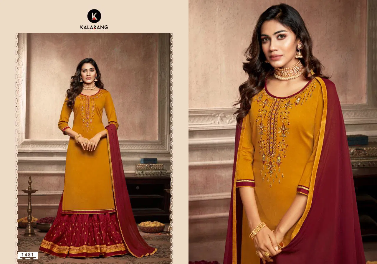 Kalarang Blue Star Vol-2 Cotton Silk With Embroidery And Sarvoski Diamond Work Chinon With Border  Pakistani Salwar Suit